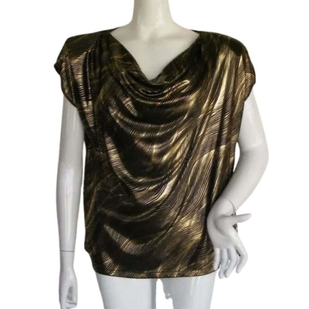 Jeri Marque VINTAGE Top/Tunic, L, Gold & Black
